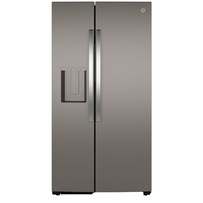 GE® 27.9 Cu. Ft. Side-By-Side Refrigerator with Extra Tall Dispenser and In-Door Icemaker GSS28NGYBB - FAMSA Furniture (TX)