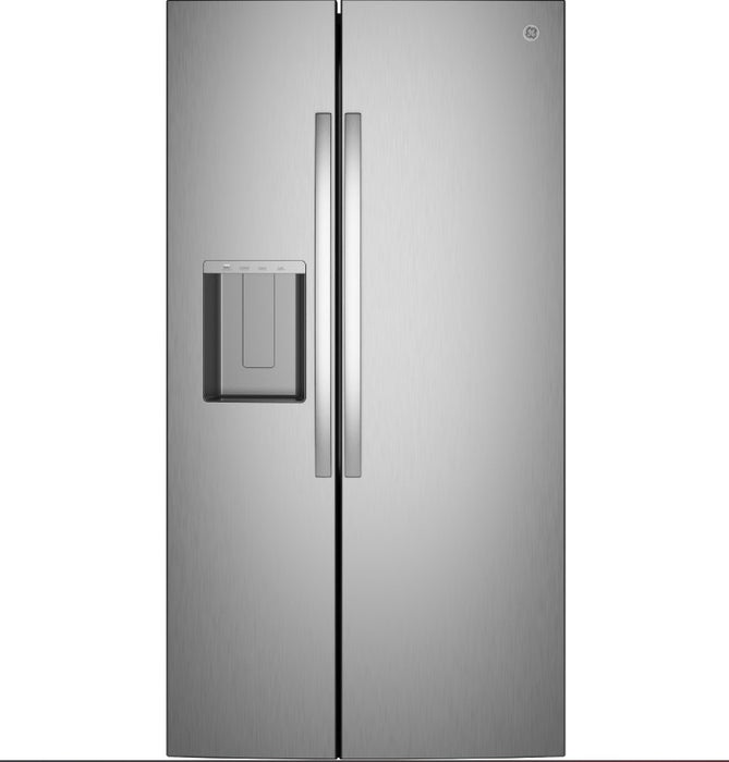 GE® 27.9 Cu. Ft. Side-By-Side Refrigerator with Extra Tall Dispenser and In-Door Icemaker GSS28NYYFS - FAMSA Furniture (TX)