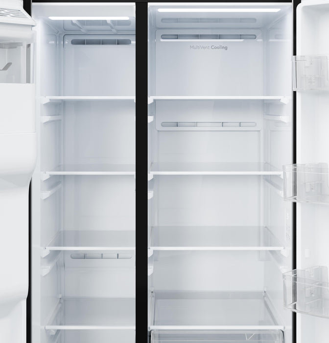 GE® 27.9 Cu. Ft. Side-By-Side Refrigerator with Extra Tall Dispenser and In-Door Icemaker GSS28NYYFS - FAMSA Furniture (TX)