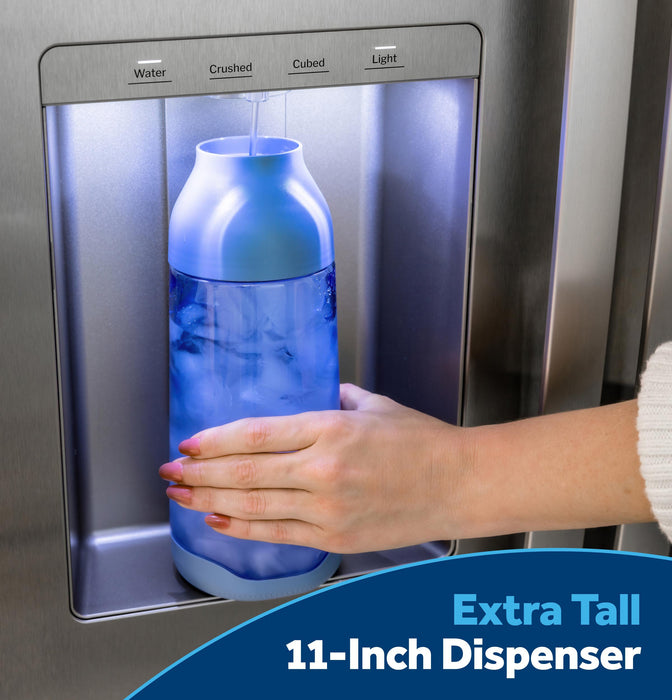 GE® 27.9 Cu. Ft. Side-By-Side Refrigerator with Extra Tall Dispenser and In-Door Icemaker GSS28NYYFS - FAMSA Furniture (TX)