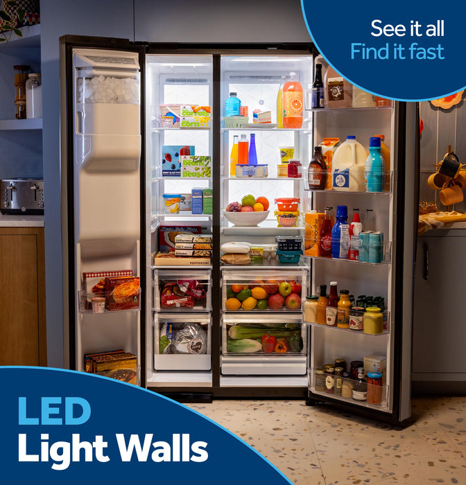 GE® 27.7 Cu. Ft. Side-By-Side Refrigerator with LED Light Walls and Extra Tall Dispenser GSS28PYYFS - FAMSA Furniture (TX)