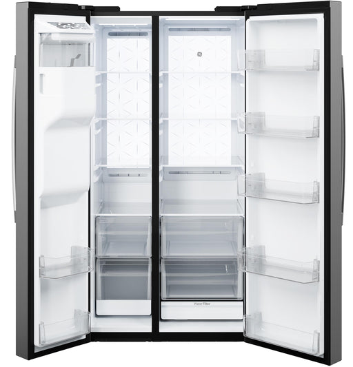 GE® 27.7 Cu. Ft. Side-By-Side Refrigerator with LED Light Walls and Extra Tall Dispenser GSS28PYYFS - FAMSA Furniture (TX)