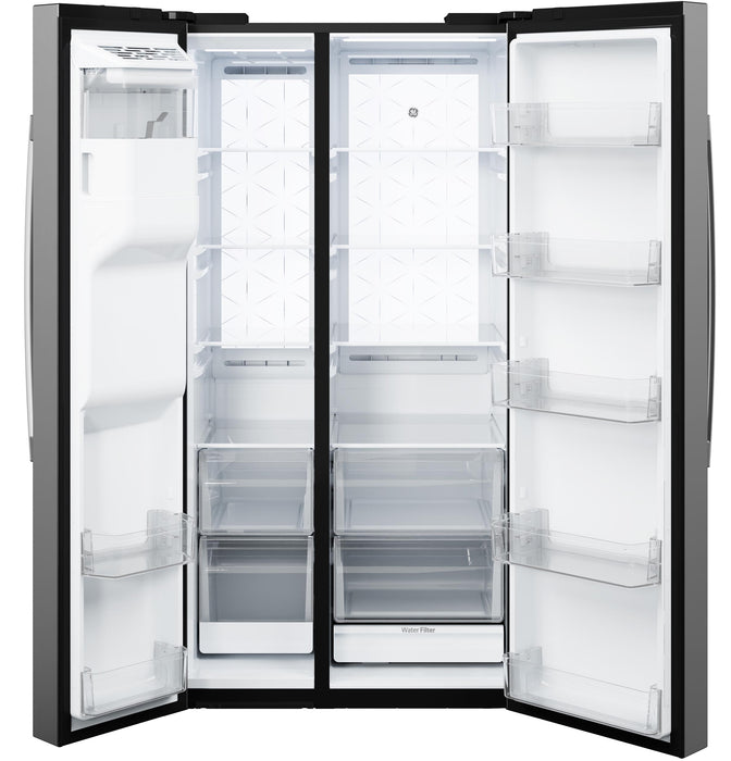 GE® 27.7 Cu. Ft. Side-By-Side Refrigerator with LED Light Walls and Extra Tall Dispenser GSS28PYYFS - FAMSA Furniture (TX)