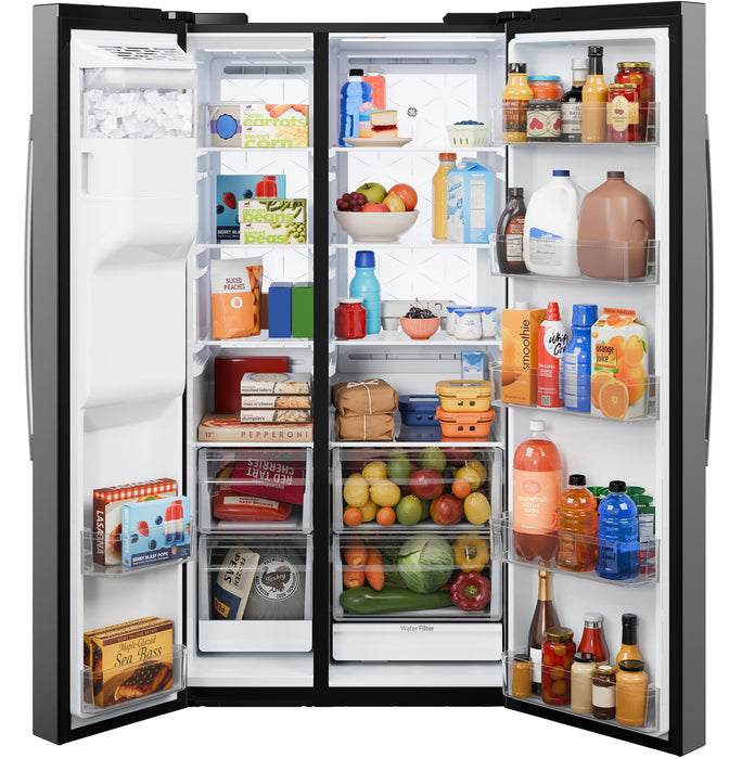 GE® 27.7 Cu. Ft. Side-By-Side Refrigerator with LED Light Walls and Extra Tall Dispenser GSS28PYYFS - FAMSA Furniture (TX)