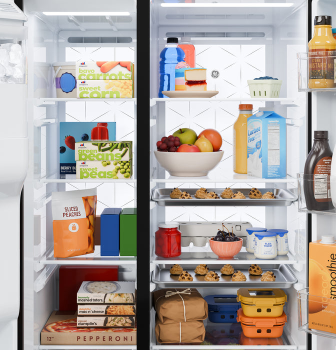 GE® 27.7 Cu. Ft. Side-By-Side Refrigerator with LED Light Walls and Extra Tall Dispenser GSS28PYYFS - FAMSA Furniture (TX)