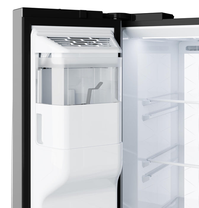 GE® 27.7 Cu. Ft. Side-By-Side Refrigerator with LED Light Walls and Extra Tall Dispenser GSS28PYYFS - FAMSA Furniture (TX)