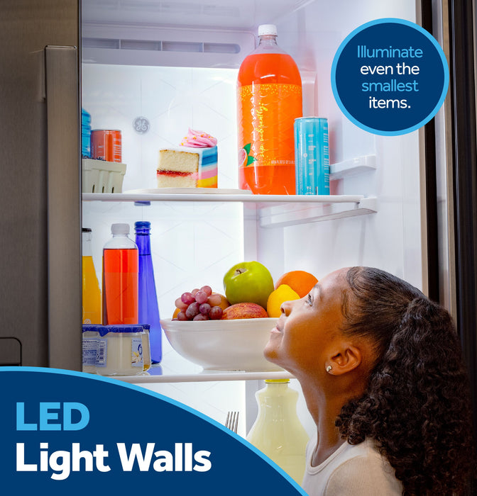 GE® 27.7 Cu. Ft. Side-By-Side Refrigerator with LED Light Walls and Extra Tall Dispenser GSS28PYYFS - FAMSA Furniture (TX)
