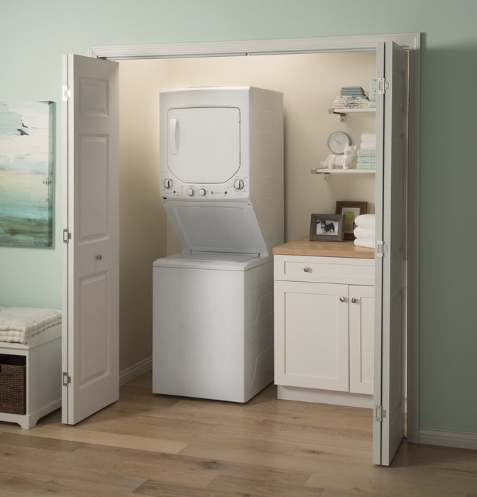 GE Unitized Spacemaker® 2.3 cu. ft. Capacity Washer with Stainless Steel Basket and 4.4 cu. ft. Capacity Electric Dryer GUD24ESSMWW
