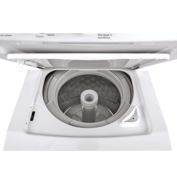 GE Unitized Spacemaker® 2.3 cu. ft. Capacity Washer with Stainless Steel Basket and 4.4 cu. ft. Capacity Electric Dryer GUD24ESSMWW