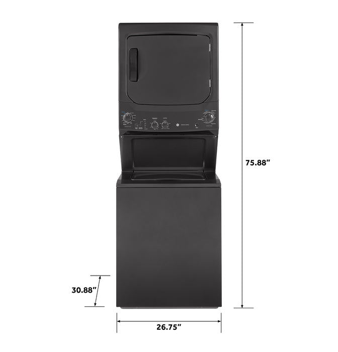 GE Unitized Spacemaker 3.8 Cu. Ft. Washer, 5.9 Cu. Ft. Dryer Diamond Gray Stack Laundry