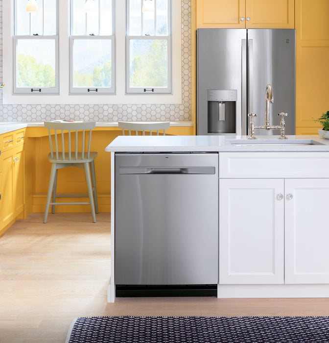 GE ENERGY STAR 22.1 Cu. Ft. Counter-Depth Fingerprint Resistant French-Door Refrigerator GYE22GYNFS - FAMSA Furniture (TX)