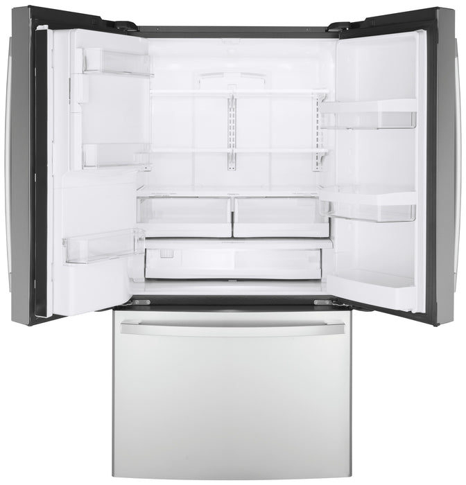 GE ENERGY STAR 22.1 Cu. Ft. Counter-Depth Fingerprint Resistant French-Door Refrigerator GYE22GYNFS - FAMSA Furniture (TX)