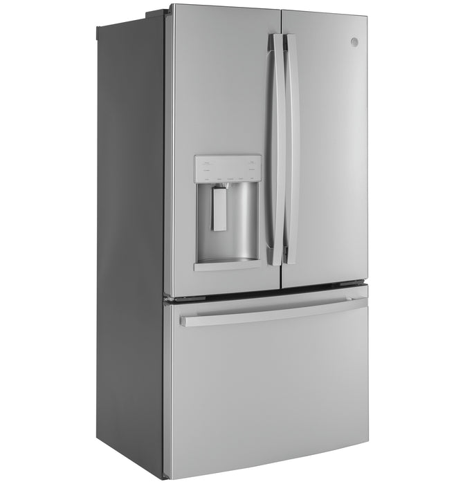 GE ENERGY STAR 22.1 Cu. Ft. Counter-Depth Fingerprint Resistant French-Door Refrigerator GYE22GYNFS - FAMSA Furniture (TX)