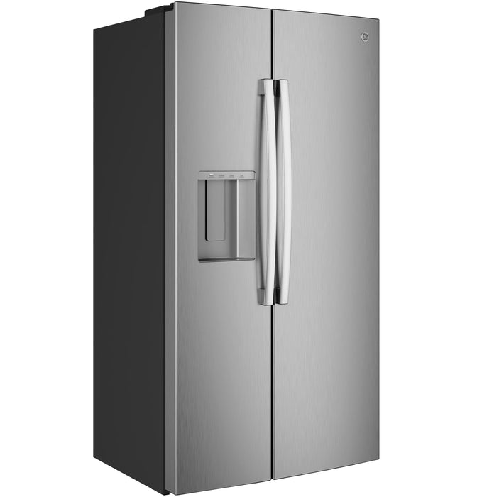 GE® 23.5 Cu. Ft. Counter-Depth Side-By-Side Refrigerator with LED Light Walls and Extra Tall Dispenser GZS24PYYFS