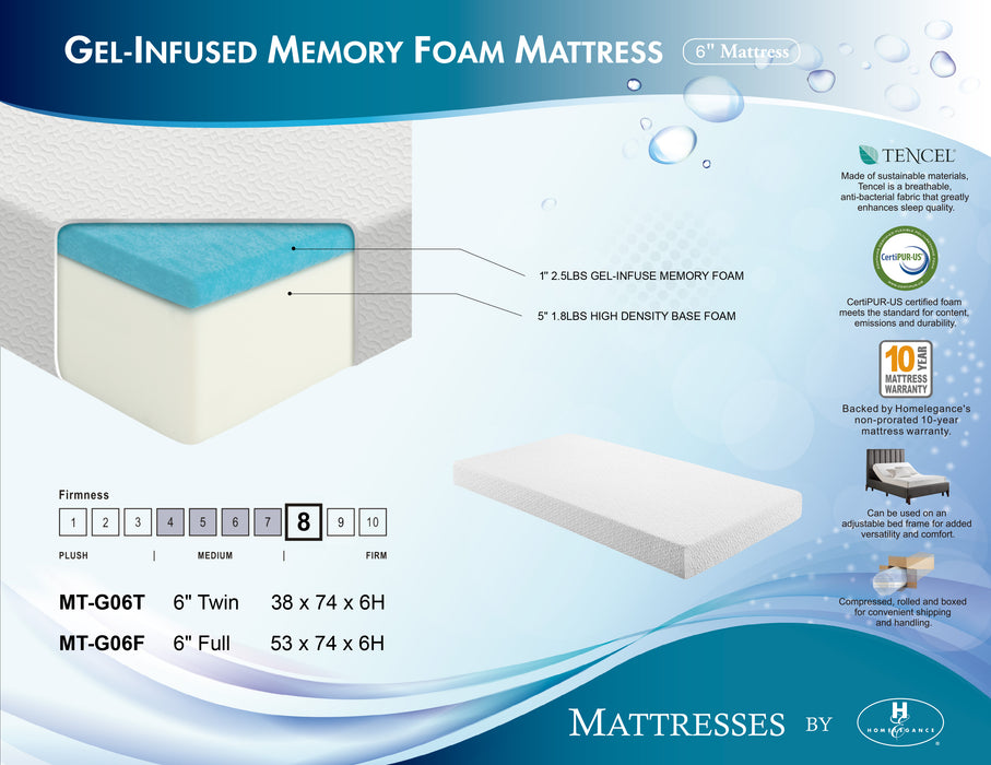 MT-G06T 6" Twin Gel-Infused Memory Foam Mattress image