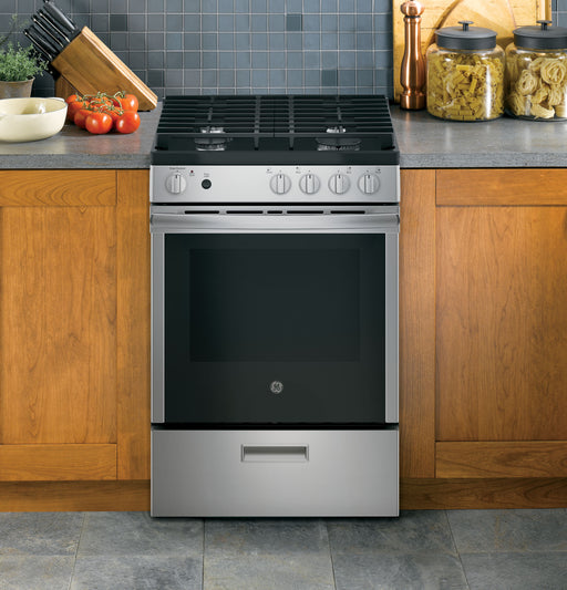 GE® 24"  Steam Clean Free-Standing/Slide-in Gas Range JGAS640RMSS - FAMSA Furniture (TX)