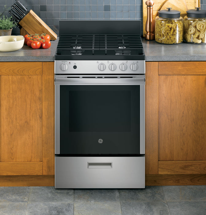 GE® 24"  Steam Clean Free-Standing/Slide-in Gas Range JGAS640RMSS - FAMSA Furniture (TX)