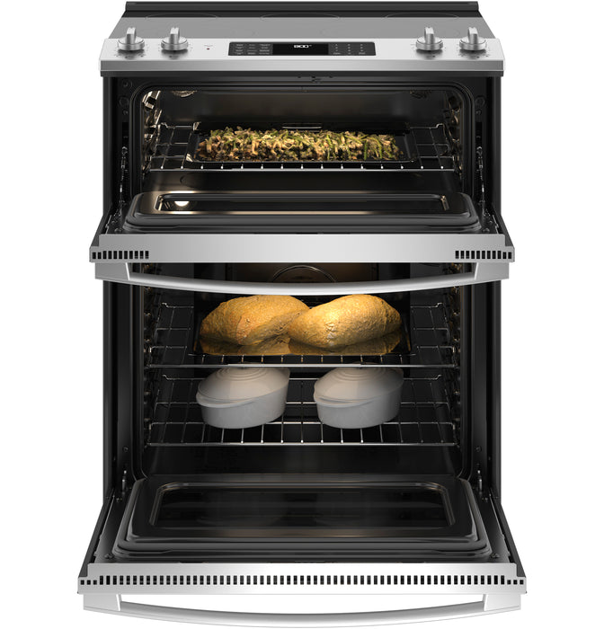 GE 30" Slide-In Electric Convection Double Oven Range JSS86SPSS - FAMSA Furniture (TX)