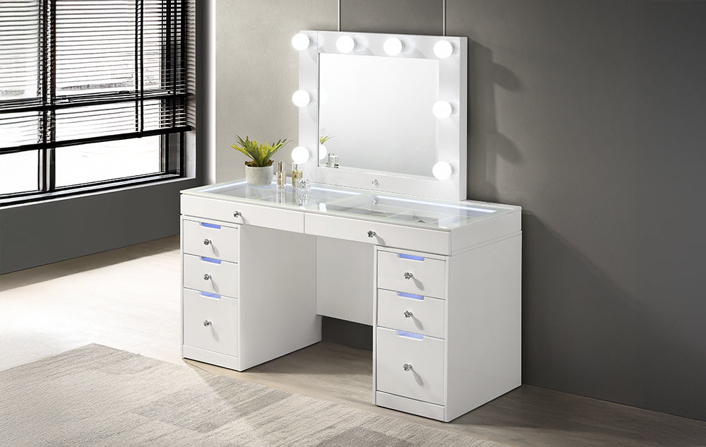 LUXO 4PC VANITY SET WHITE - FAMSA Furniture (TX)