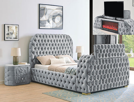 BED K W/FIREPLACE,TV LIFT GRAY - FAMSA Furniture (TX)