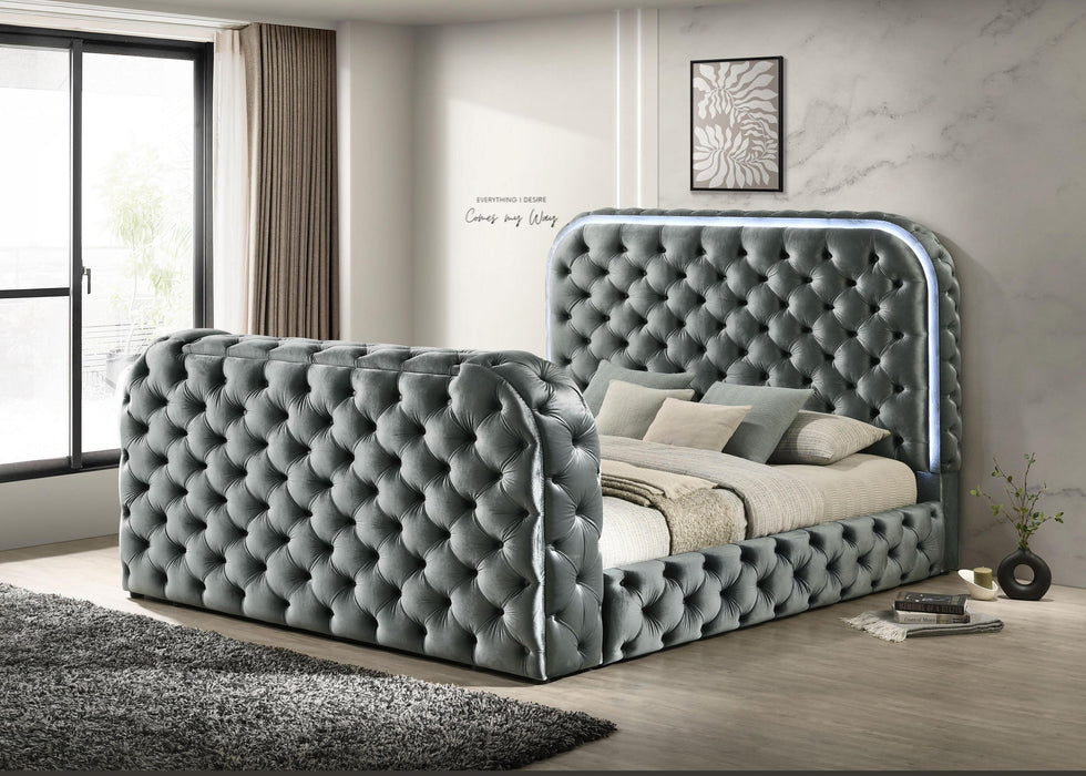 Kana Eastern King Bed w/LED, Fireplace & TV Stand - Image 8