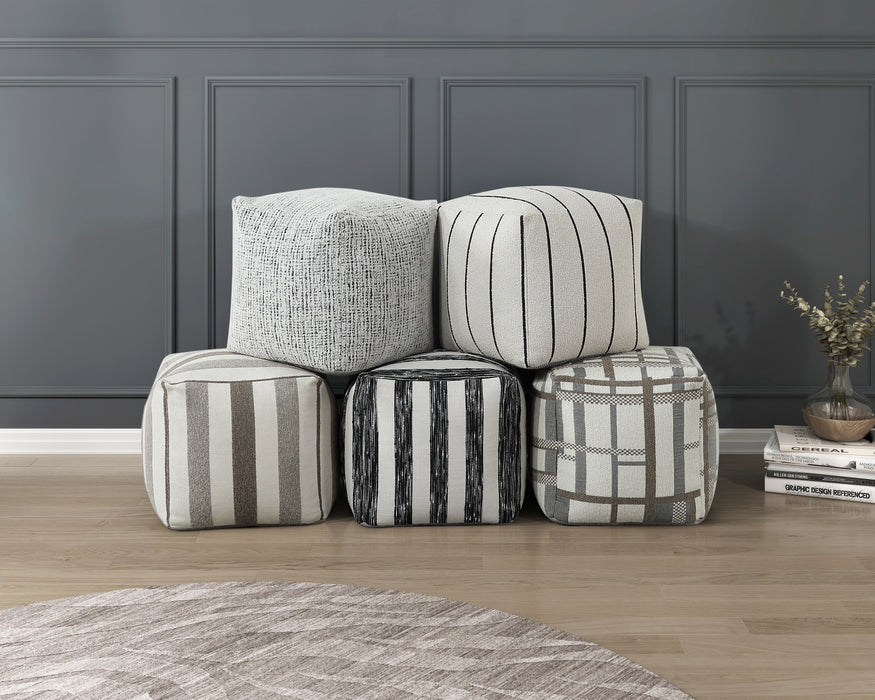 Easley Pouf in Black/Multi/White - P31003 - FAMSA Furniture (TX)