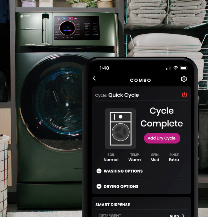 GE Profile™ ENERGY STAR® 4.8 cu. ft. Capacity UltraFast Combo with Ventless Inverter Heat Pump Technology Washer/Dryer PFQ97HSPVGN