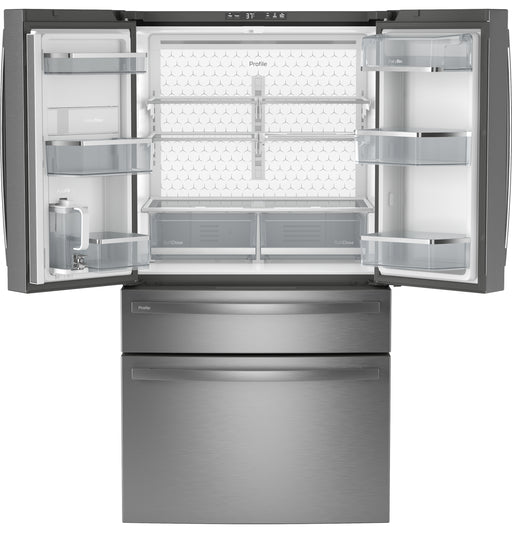 GE Profile™ ENERGY STAR® 28.7 Cu. Ft. Smart Fingerprint Resistant 4-Door French-Door Refrigerator With Dual-Dispense AutoFill Pitcher PGE29BYTFS - FAMSA Furniture (TX)