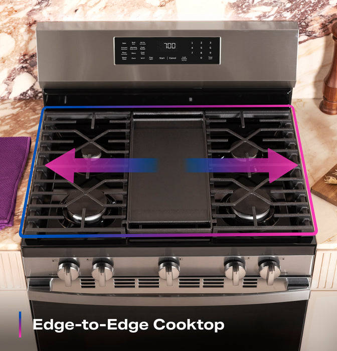 GE Profile™ 30” Smart Free-Standing Gas Convection Range with No Preheat Air Fry and EasyWash™ Oven Tray PGF700AYFS