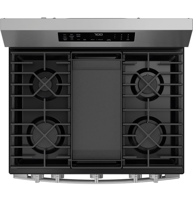 GE Profile™ 30” Smart Free-Standing Gas Convection Range with No Preheat Air Fry and EasyWash™ Oven Tray PGF700AYFS