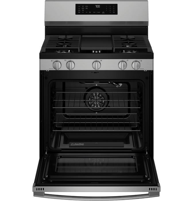 GE Profile™ 30” Smart Free-Standing Gas Convection Range with No Preheat Air Fry and EasyWash™ Oven Tray PGF700AYFS