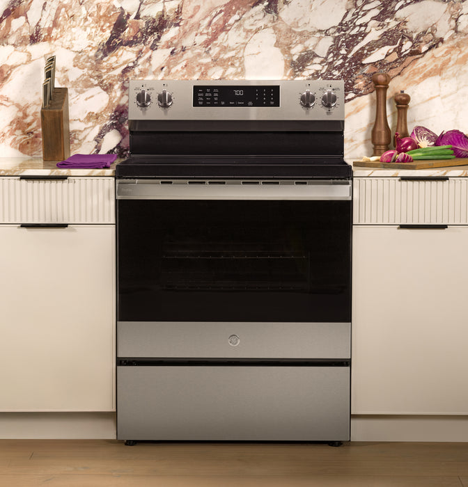 GE Profile™ ENERGY STAR® 30” Smart Free-Standing Electric Convection Range with No Preheat Air Fry and EasyWash™ Oven Tray PRF700AYFS