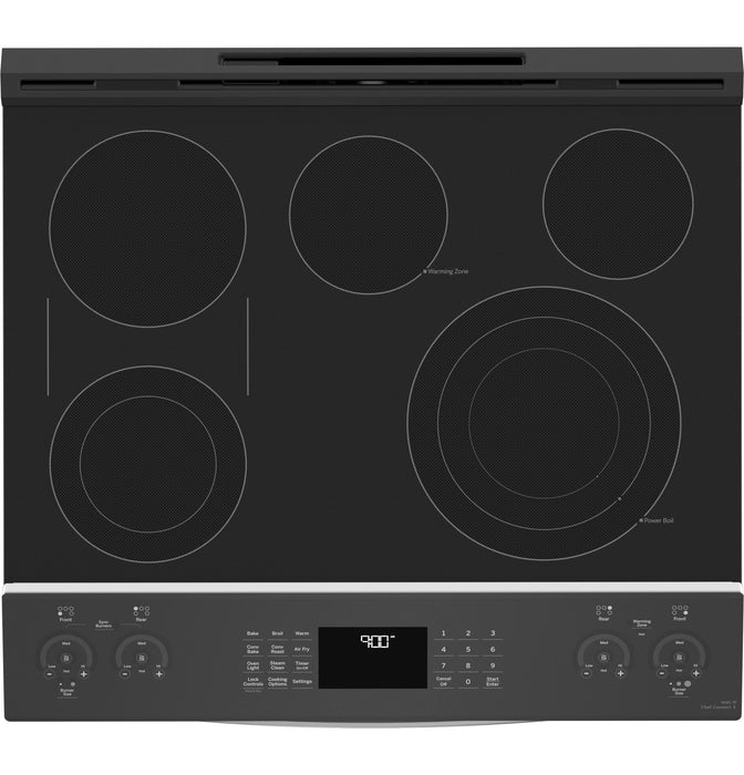 GE Profile™ 30" Smart Slide-In Electric Convection Fingerprint Resistant Range with No Preheat Air Fry PSS93YPFS