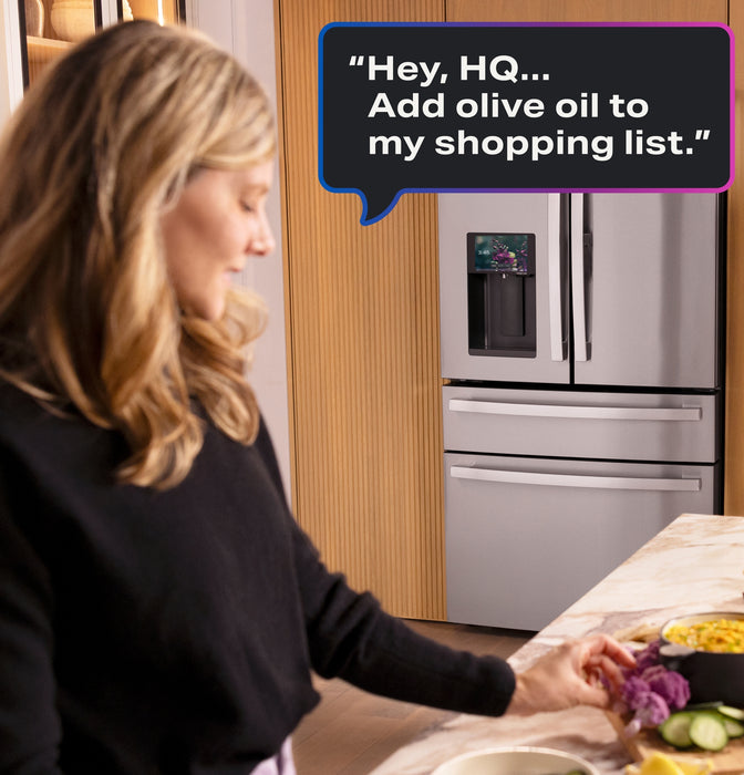 GE Profile™ ENERGY STAR® 27.9 Cu. Ft. Smart 4-Door French-Door Refrigerator with Kitchen Assistant™ PVD28HYYFS