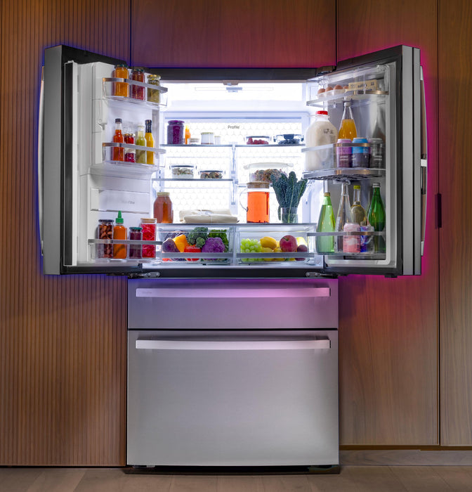 GE Profile™ ENERGY STAR® 27.9 Cu. Ft. Smart 4-Door French-Door Refrigerator with Kitchen Assistant™ PVD28HYYFS