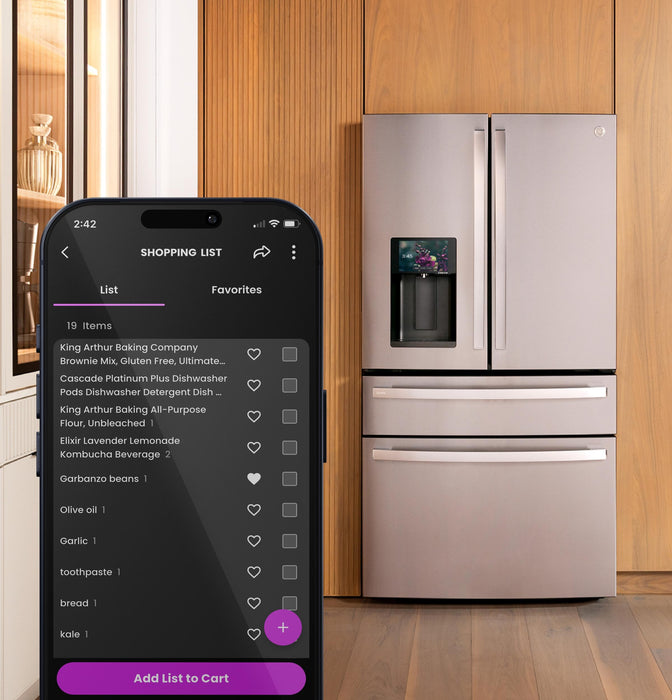 GE Profile™ ENERGY STAR® 27.9 Cu. Ft. Smart 4-Door French-Door Refrigerator with Kitchen Assistant™ PVD28HYYFS