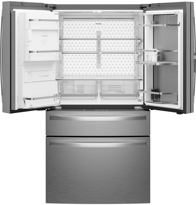 GE Profile™ ENERGY STAR® 27.9 Cu. Ft. Smart 4-Door French-Door Refrigerator with Kitchen Assistant™ PVD28HYYFS