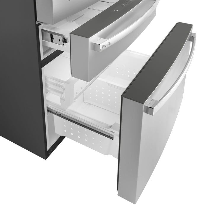 GE Profile™ ENERGY STAR® 22.4 Cu. Ft. Smart Counter-Depth 4-Door French-Door Refrigerator with Kitchen Assistant™ PXD22HYYFS