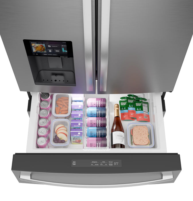 GE Profile™ ENERGY STAR® 22.4 Cu. Ft. Smart Counter-Depth 4-Door French-Door Refrigerator with Kitchen Assistant™ PXD22HYYFS