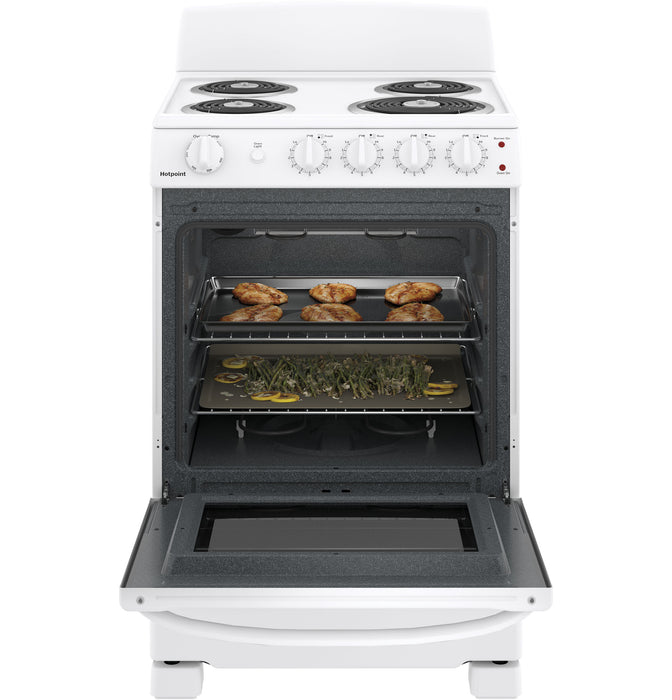 Hotpoint® ENERGY STAR® 24" Electric Free-Standing Front-Control Range RAS240DMWW
