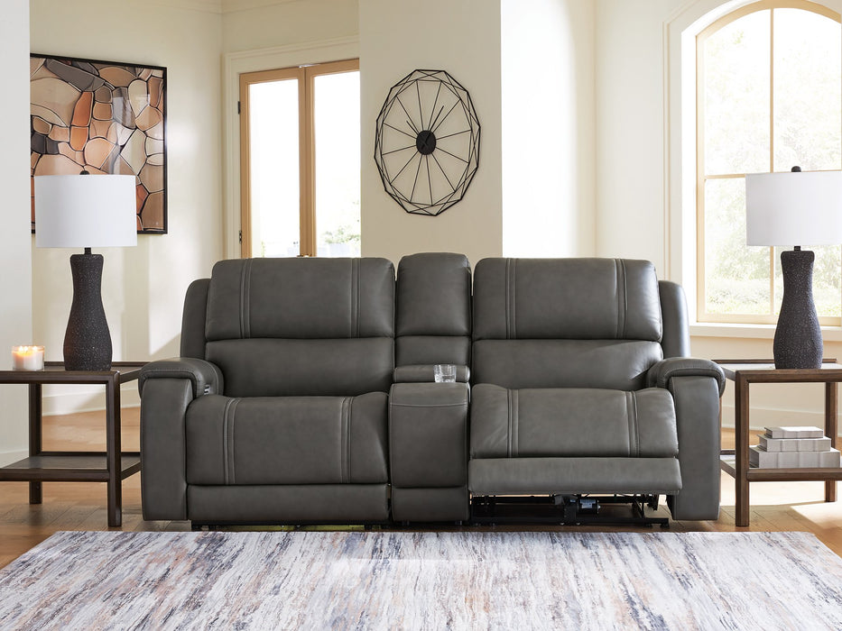 5Z - Pittson Power Reclining Sectional Loveseat with Console - FAMSA Furniture (TX)