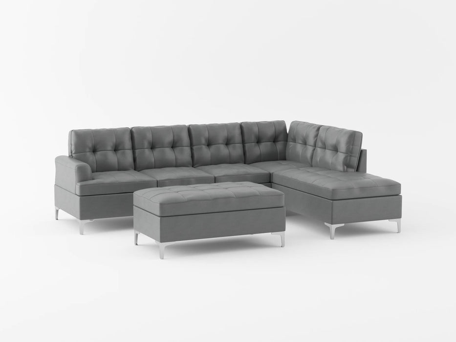 Barrington 3-Piece Sectional with Right Chaise and Ottoman in Black - 8378BLK*3 - FAMSA Furniture (TX)