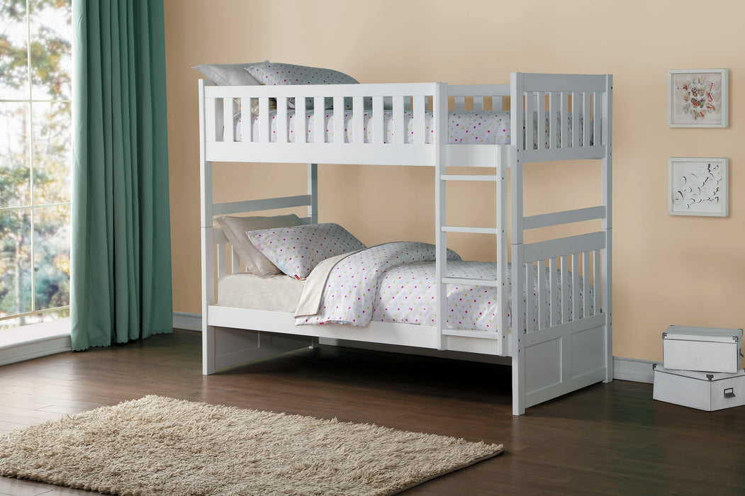 Galen (3) Twin/Twin Bunk Bed in White - B2053W-1* - FAMSA Furniture (TX)