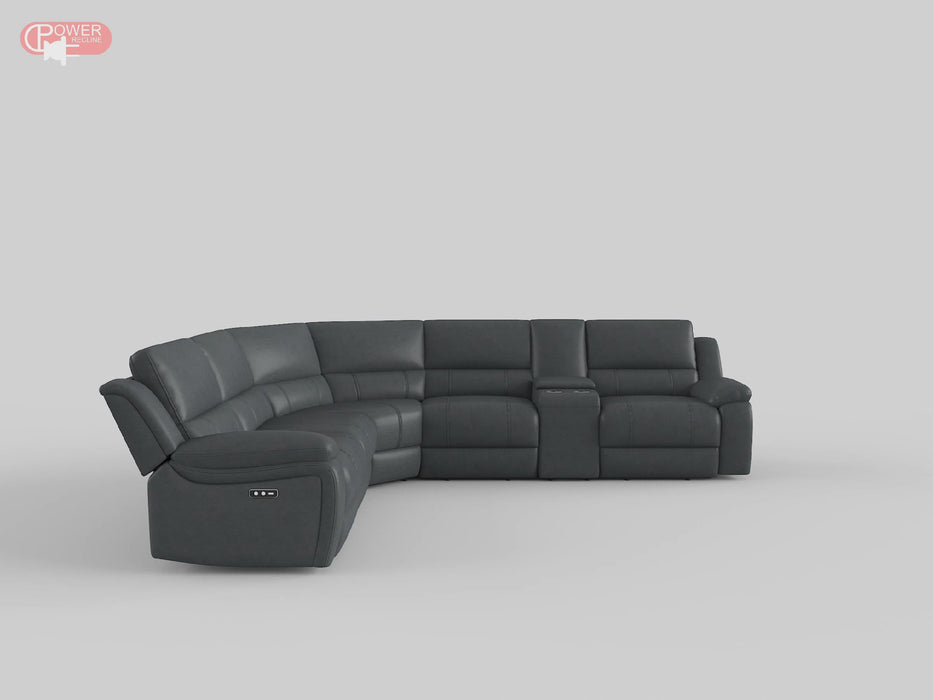 Falun 6-Piece Modular Power Reclining Sectional in Brown - 8260DB*6PW - FAMSA Furniture (TX)