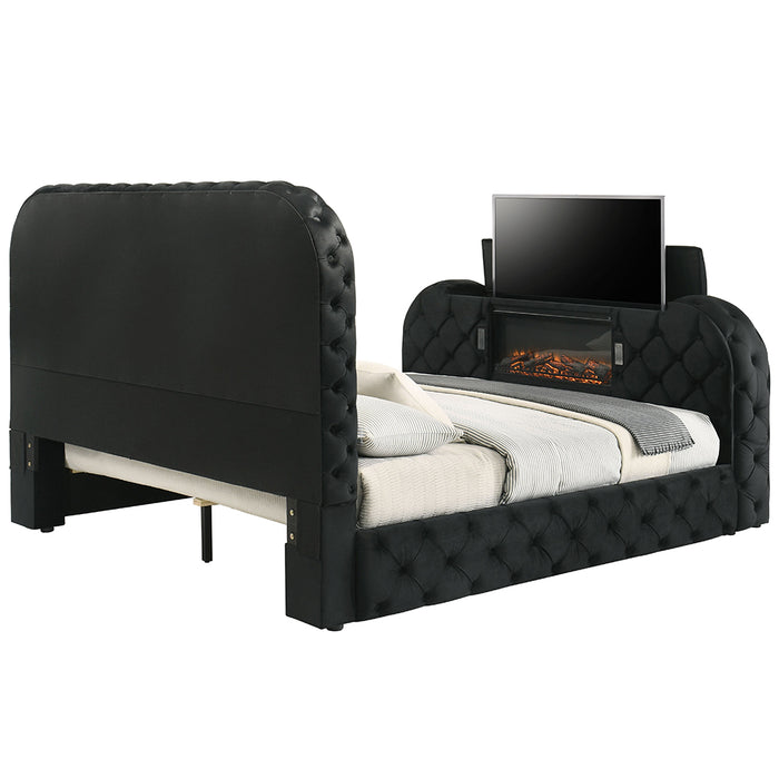 Kana Eastern King Bed w/LED, Fireplace & TV Cabinet - Image 3