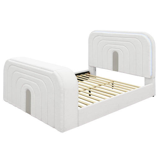 Shelyn EK Bed w/LED, TV Cabinet, Fireplace & Bluetooth - Image 2