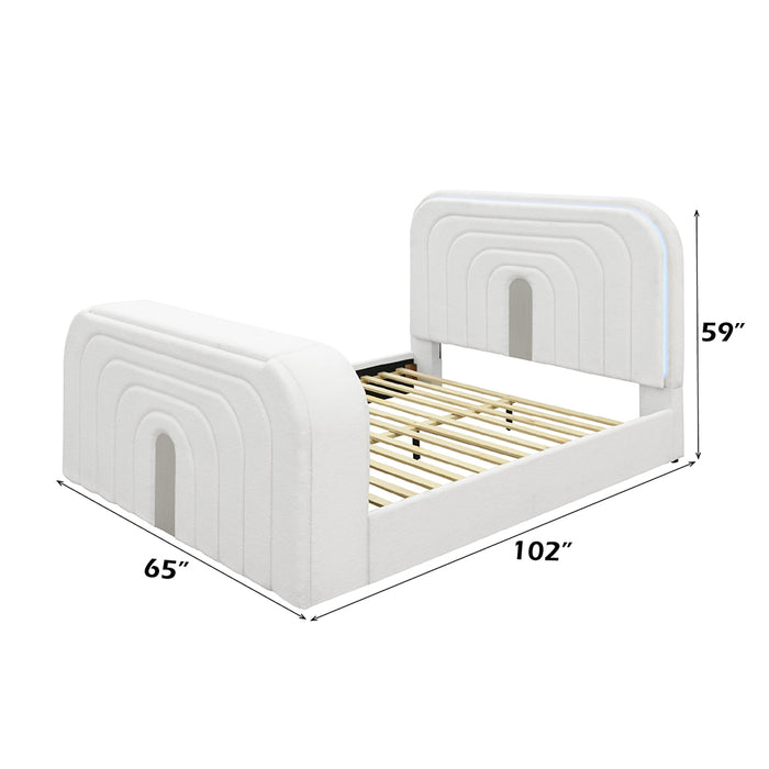 Shelyn Queen Bed w/LED, TV Cabinet, Fireplace & Bluetooth - Image 6