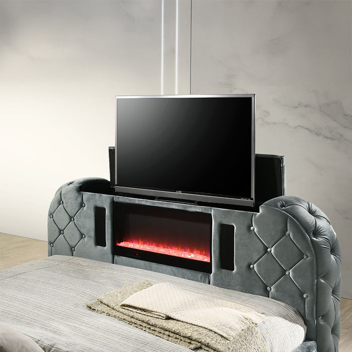 Kana Eastern King Bed w/LED, Fireplace & TV Stand - Image 3