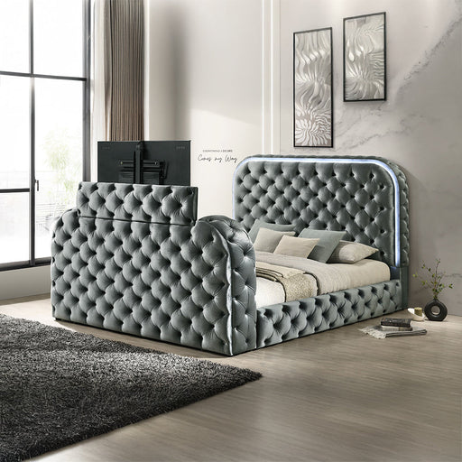 Kana Queen Bed w/LED, Fireplace & TV Stand - Image 4
