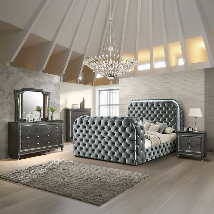 Kana Queen Bed w/LED, Fireplace & TV Stand - Image 5